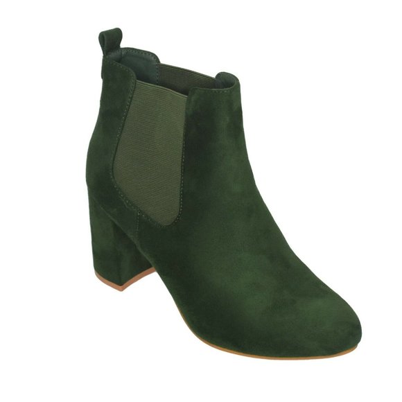 Allegra K Shoes - Womens 9 Faux Suede Ankle Boots Chunky Block Heel